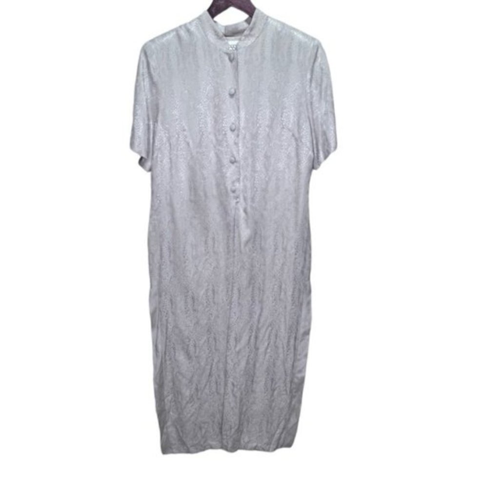 Vintage Jessica Open High Split Shirt Maxi Dress Snakeskin Print Size 10 Mobwife